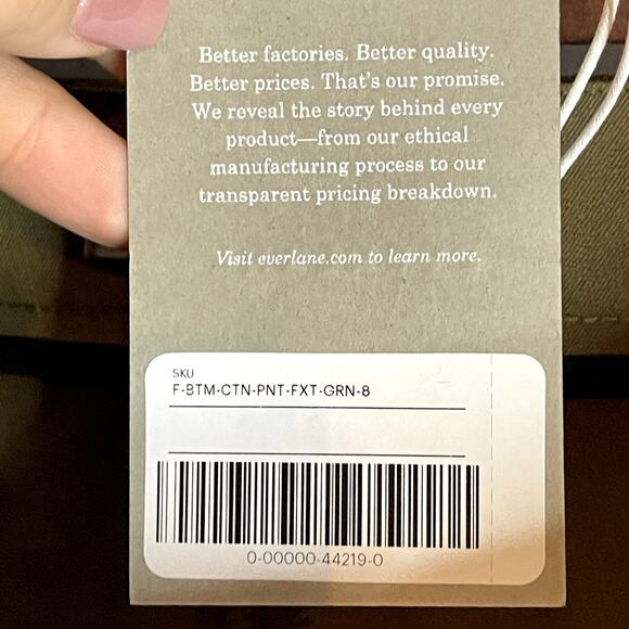 NWT Everlane The Fixed-Waist Stretch Cotton Pant in Military Olive Size 8 - Picture 6 of 6